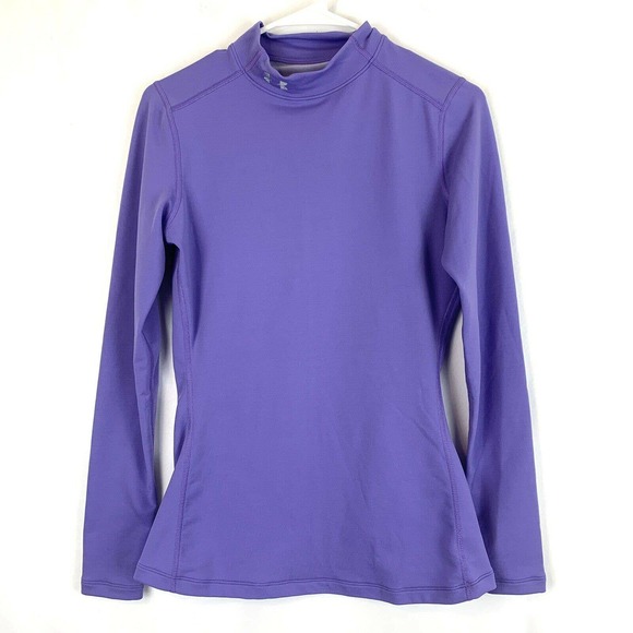 under armour purple semi fitted cold gear long sleeve shirt medium - Picture 1 of 5